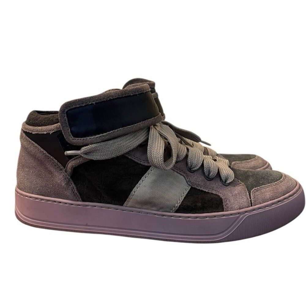 Lanvin Mens Size 7 M Mid Top Sneakers Purple Suede Lace Up Shoes Trainers Italy